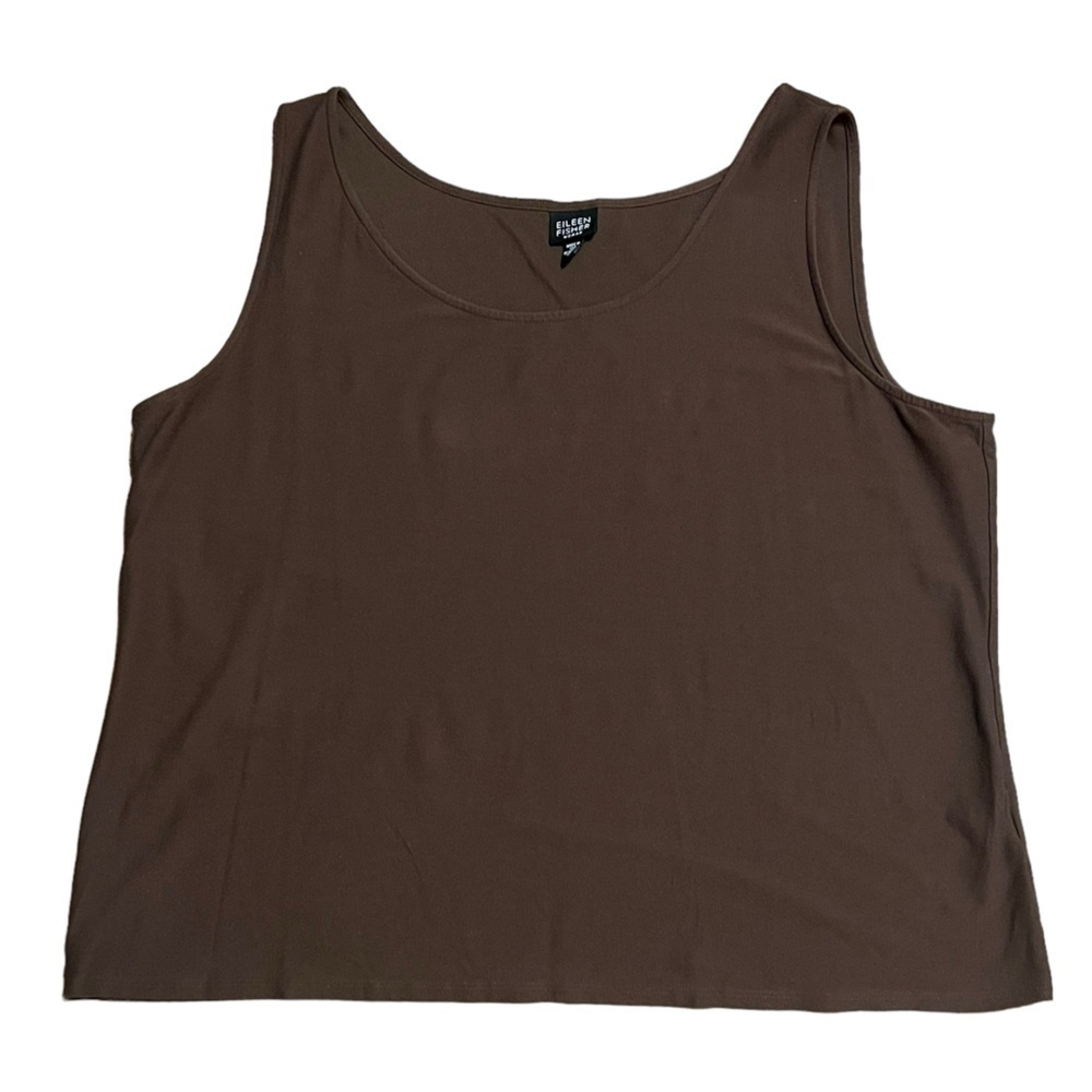 Eileen Fisher woman brown rayon, nylon, and spandex scoop neck tank top